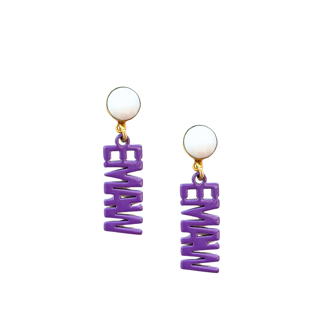 Kansas State Mini Purple EMAW Earrings