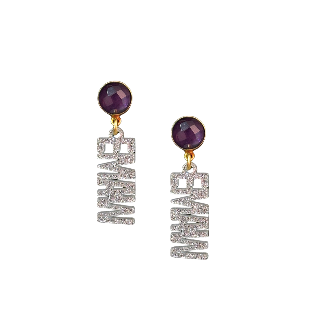 Kansas State Mini Silver Glitter EMAW Earrings