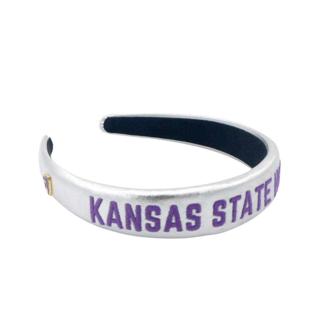 Kansas State Silver Thin Embroidered Headband