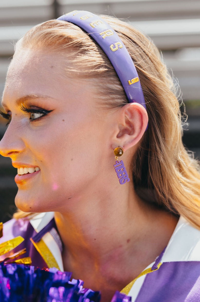 LSU Purple Thin Embroidered Headband