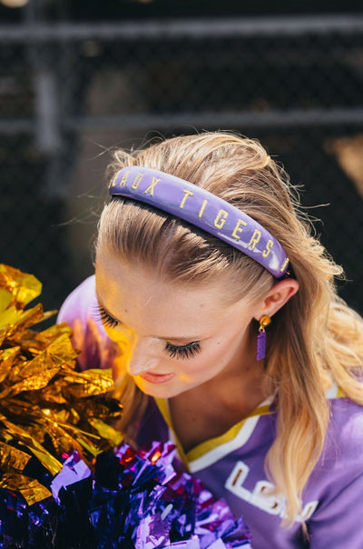 LSU Purple Thin Embroidered Headband