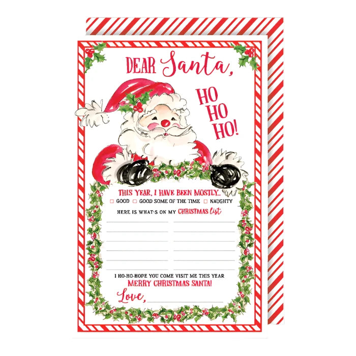 Letter to Santa Ho Ho Ho With Wreath Glittered Card With Envelope