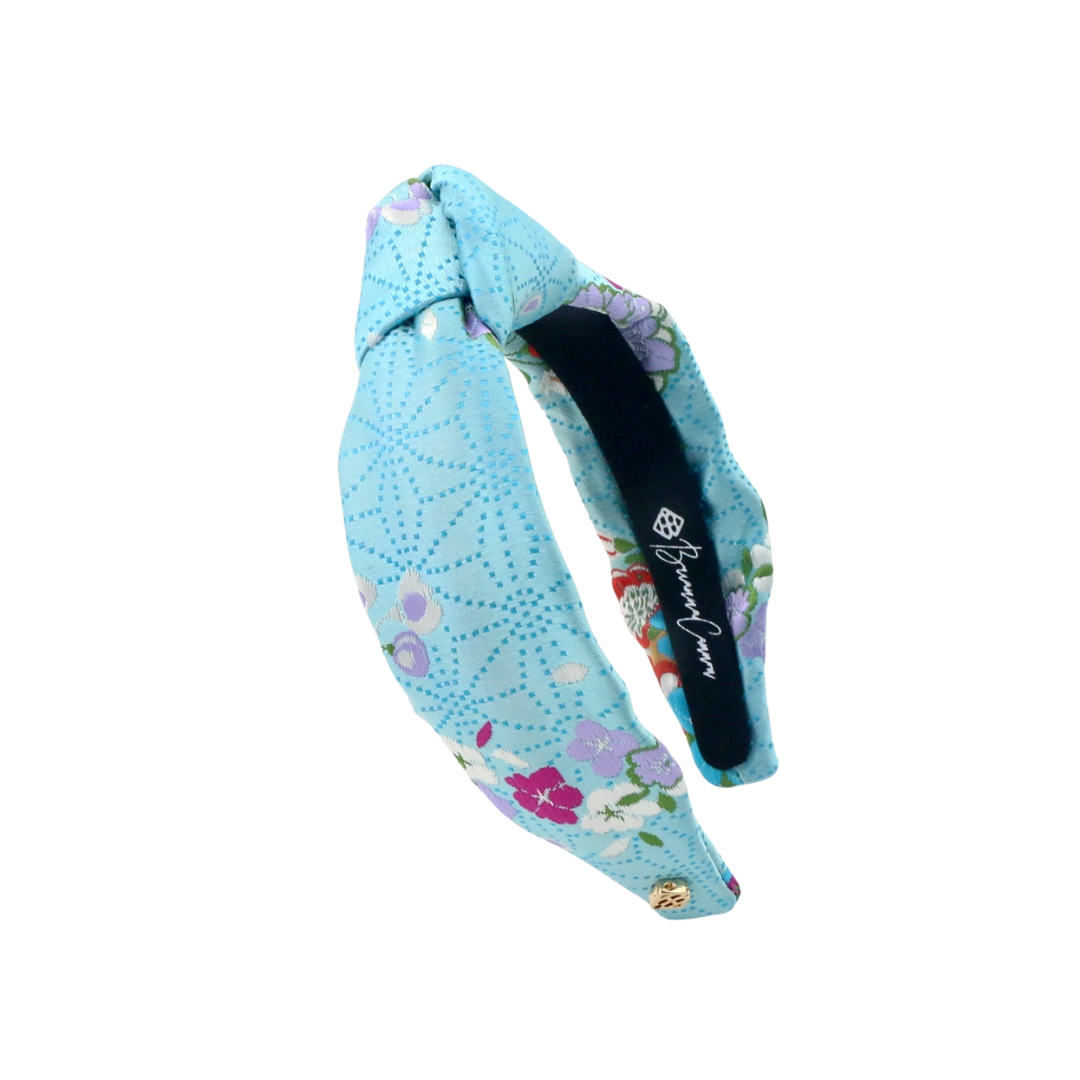 Child Size Light Blue Floral Silk Headband