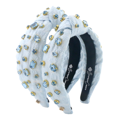 Child Size Light Blue Textured  Headband with Crystals