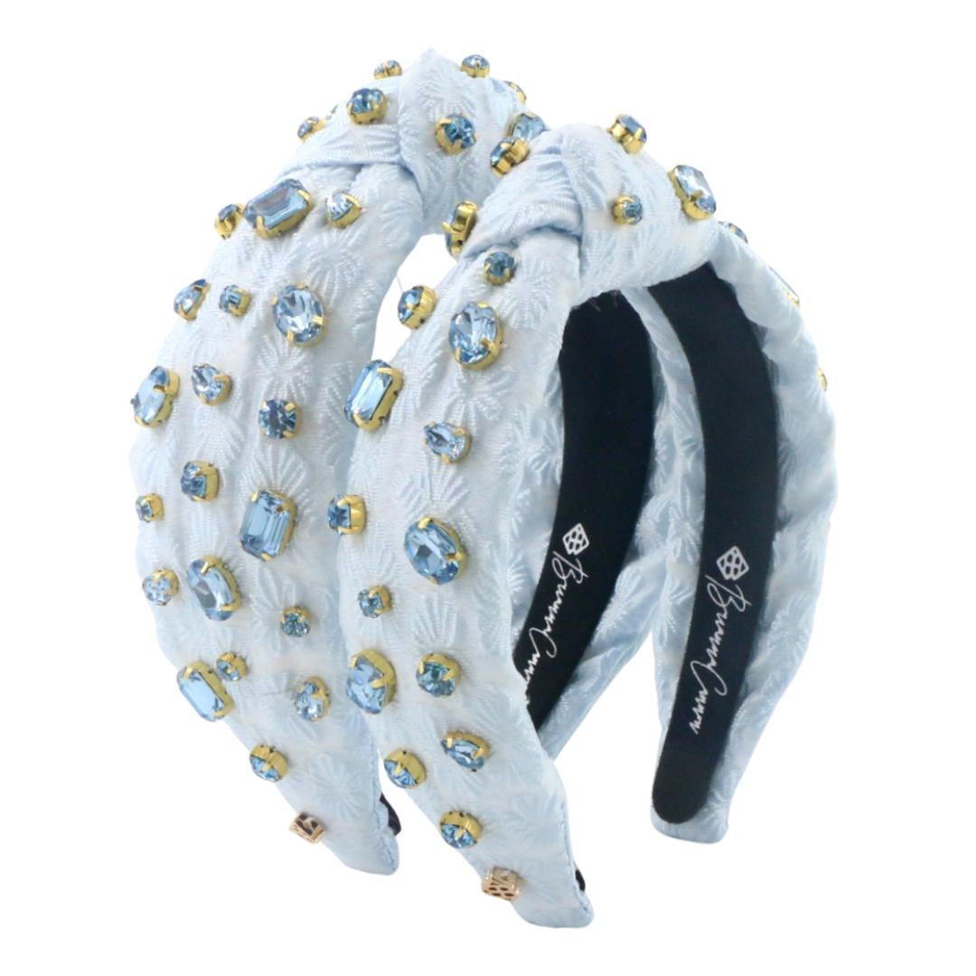 Adult Size Light Blue Textured Headband with Crystals