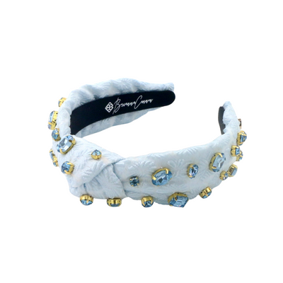 Child Size Light Blue Textured  Headband with Crystals