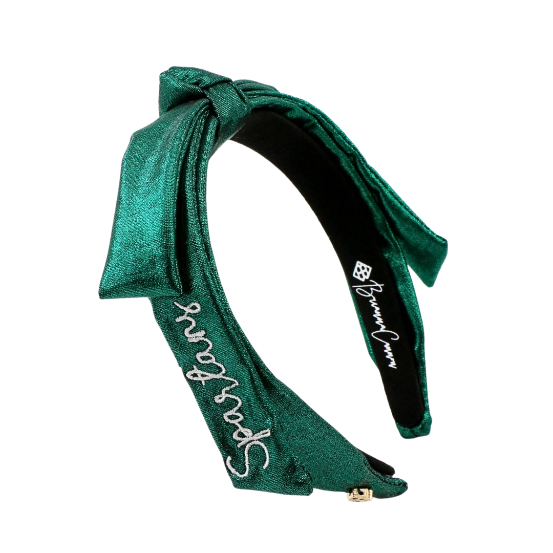 Michigan State Green Thin Embroidered Ribbon Bow Headband