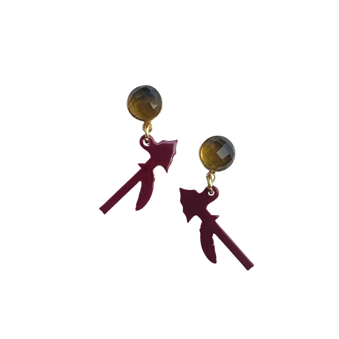 Florida State Mini Garnet Spear Earrings