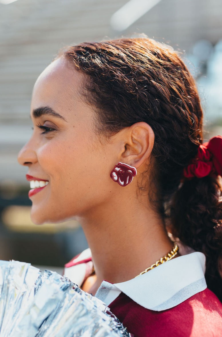 Mississippi State Maroon Bulldog Logo Studs