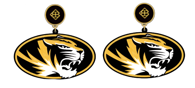 Missouri Black Tiger Logo Earrings