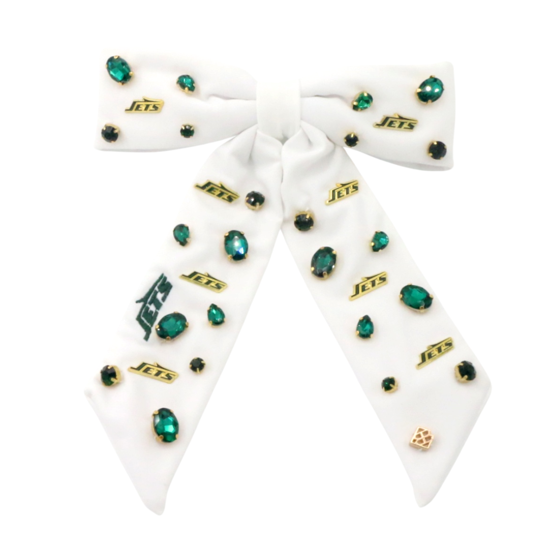 New York Jets White Bow Barrette