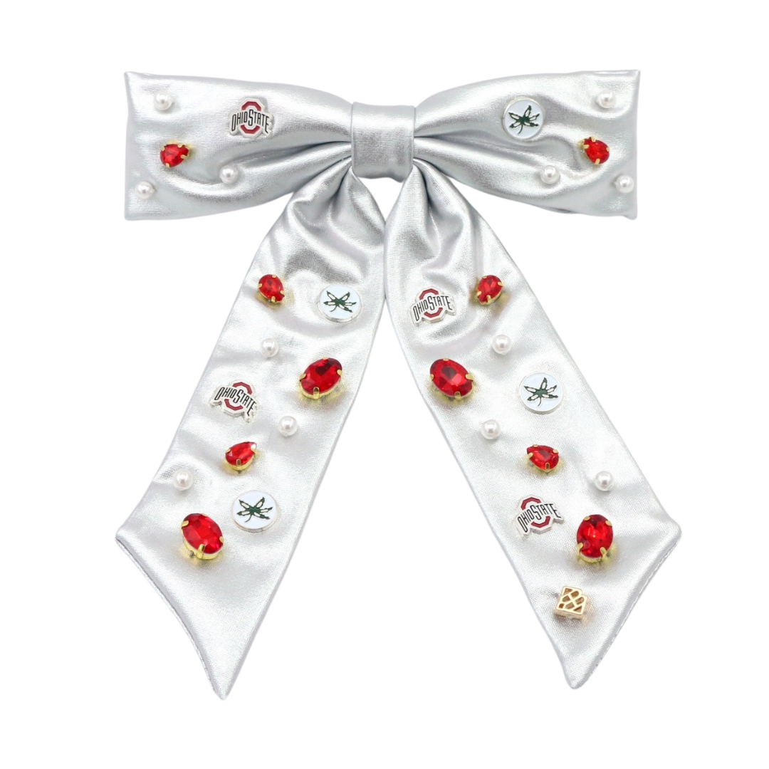 Ohio State Silver Bow Barrette