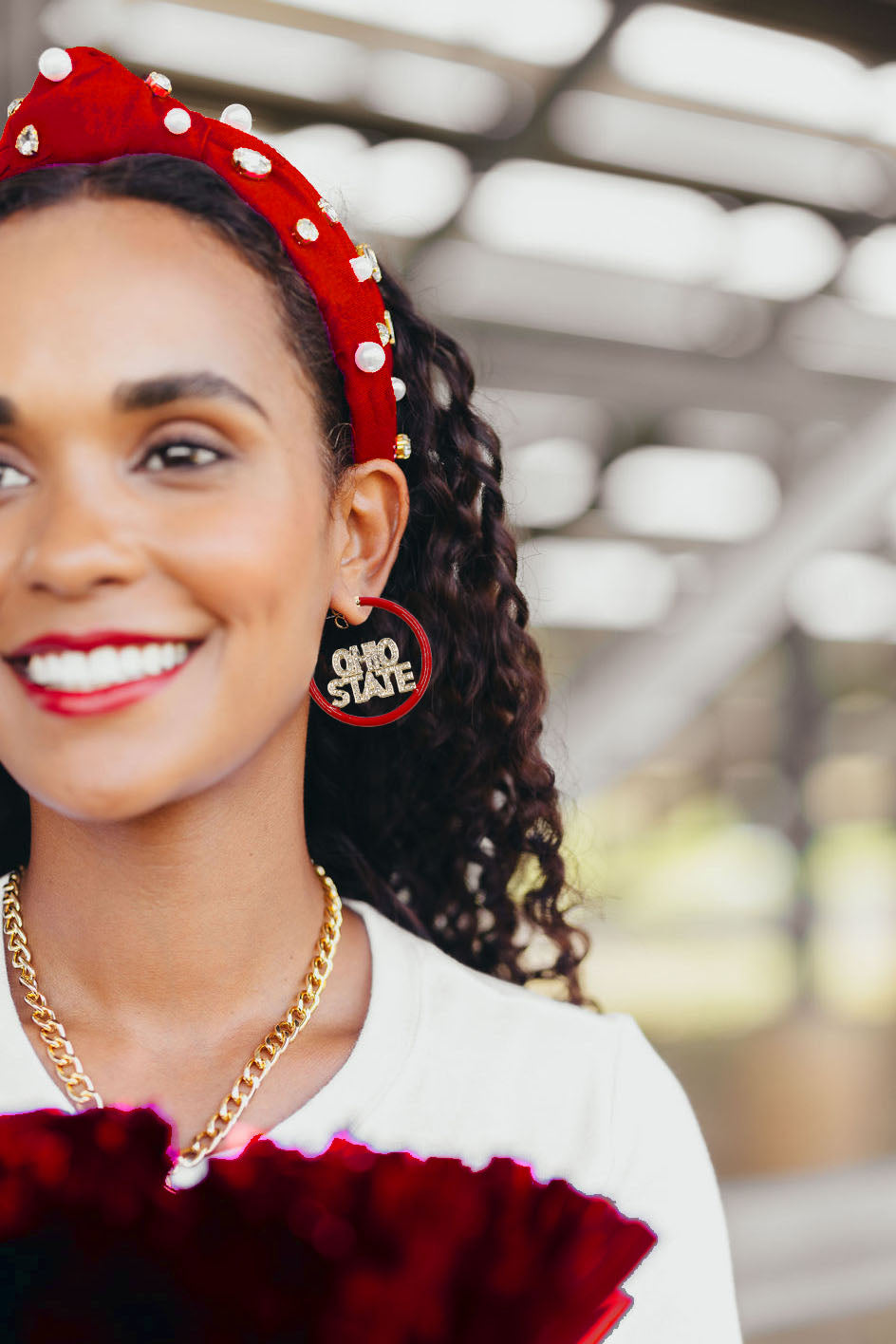 Ohio State Scarlet Pavé Hoop Earrings