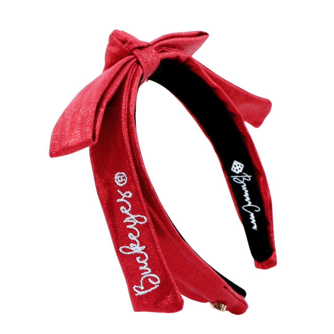 Ohio State Scarlet Thin Embroidered Ribbon Bow Headband