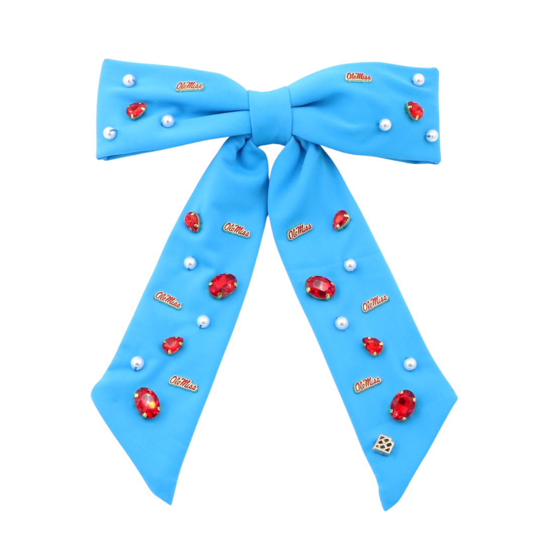 Ole Miss Powder Blue Ole Miss Bow  Barrette