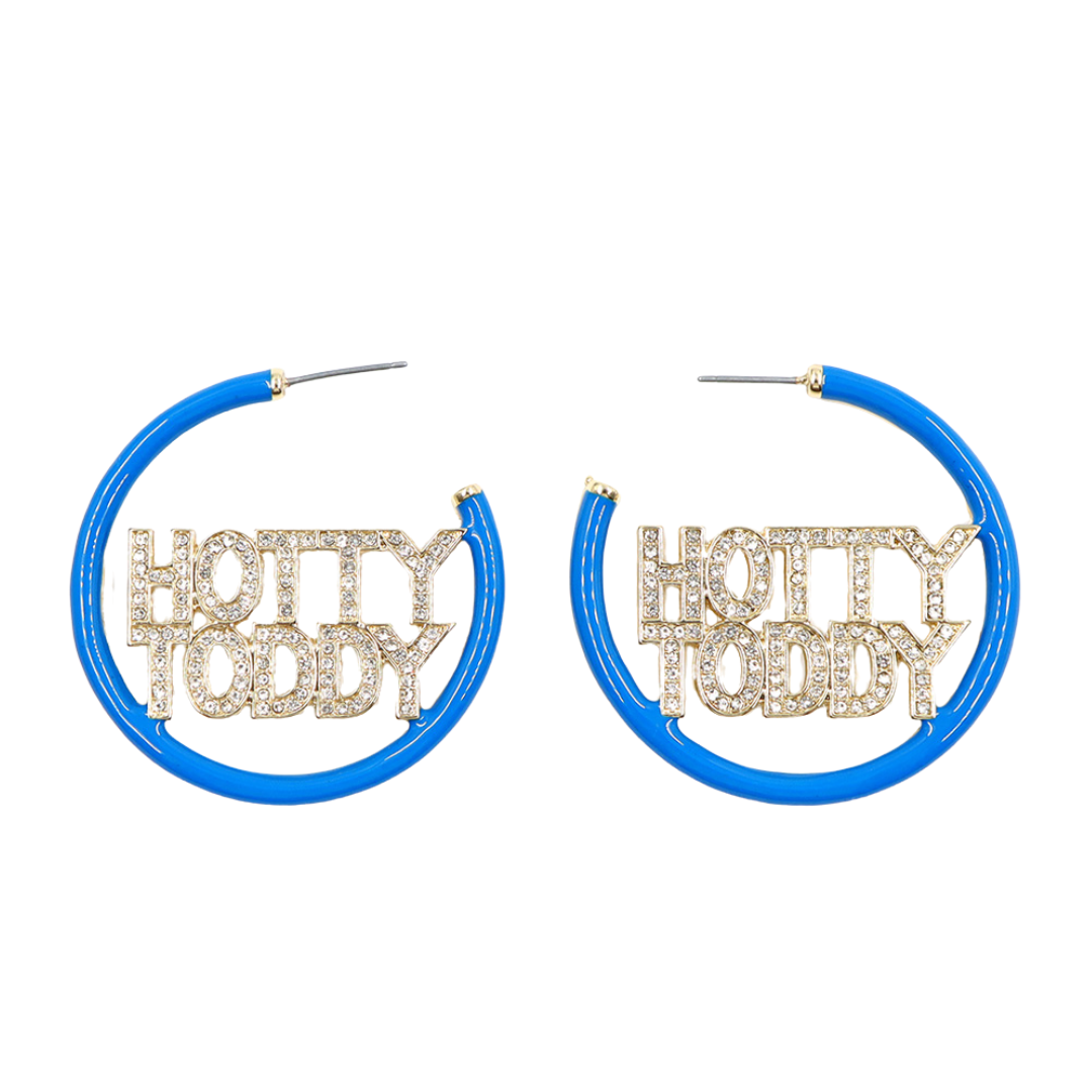 Ole Miss HOTTY TODDY Powder Blue Pavé Hoop Earrings