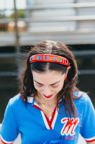 Ole Miss Red Thin Embroidered Headband