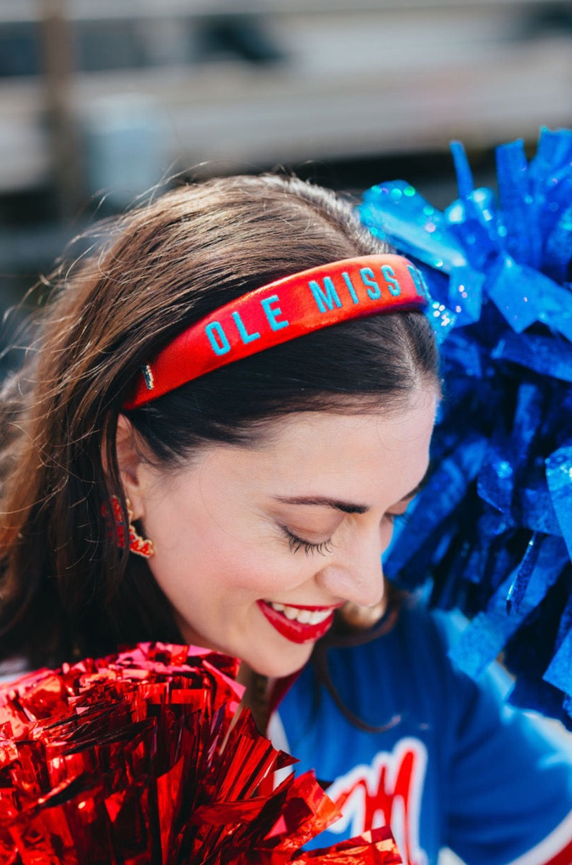 Ole Miss Red Thin Embroidered Headband