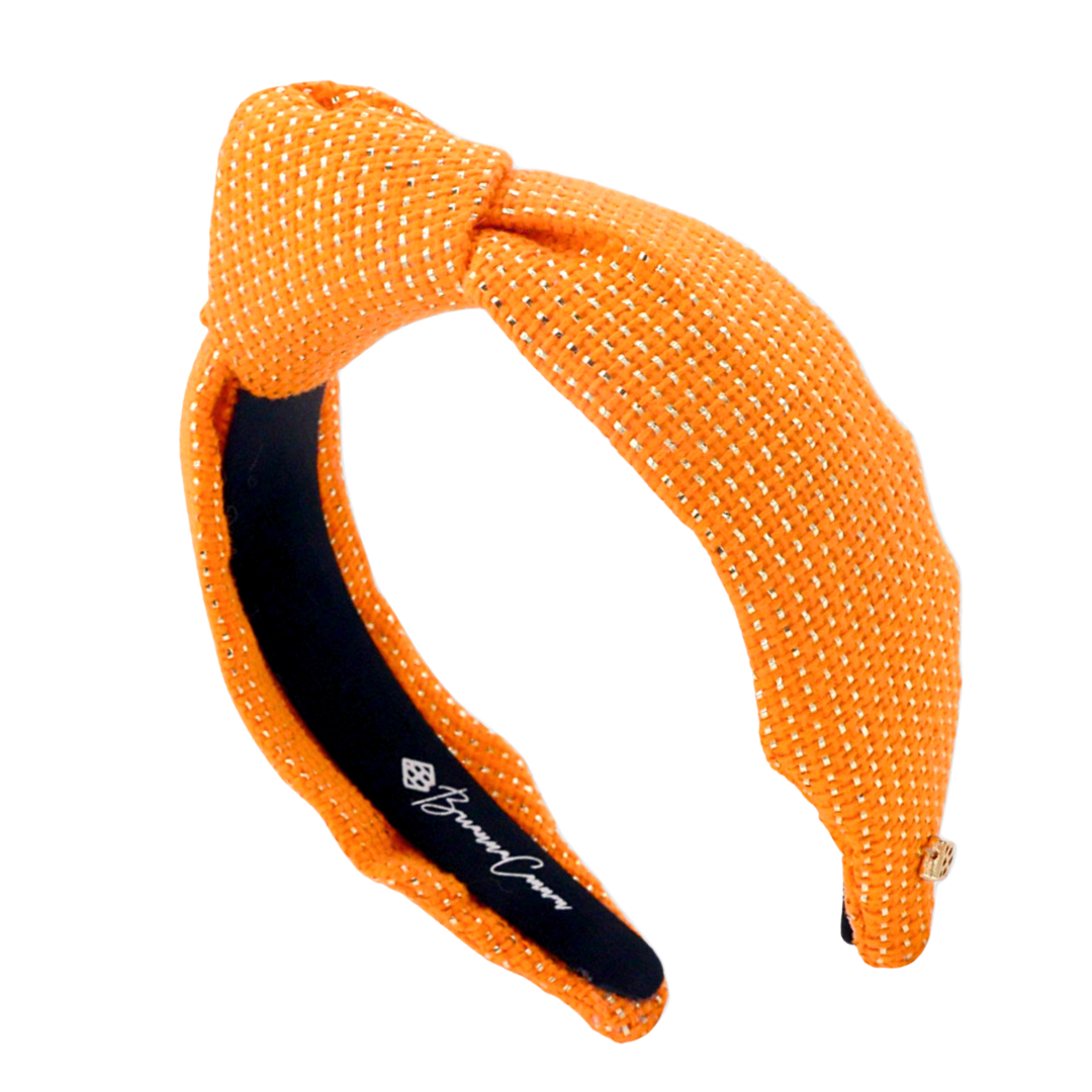 Adult Size Solid Tweed and Gold Headband in Orange