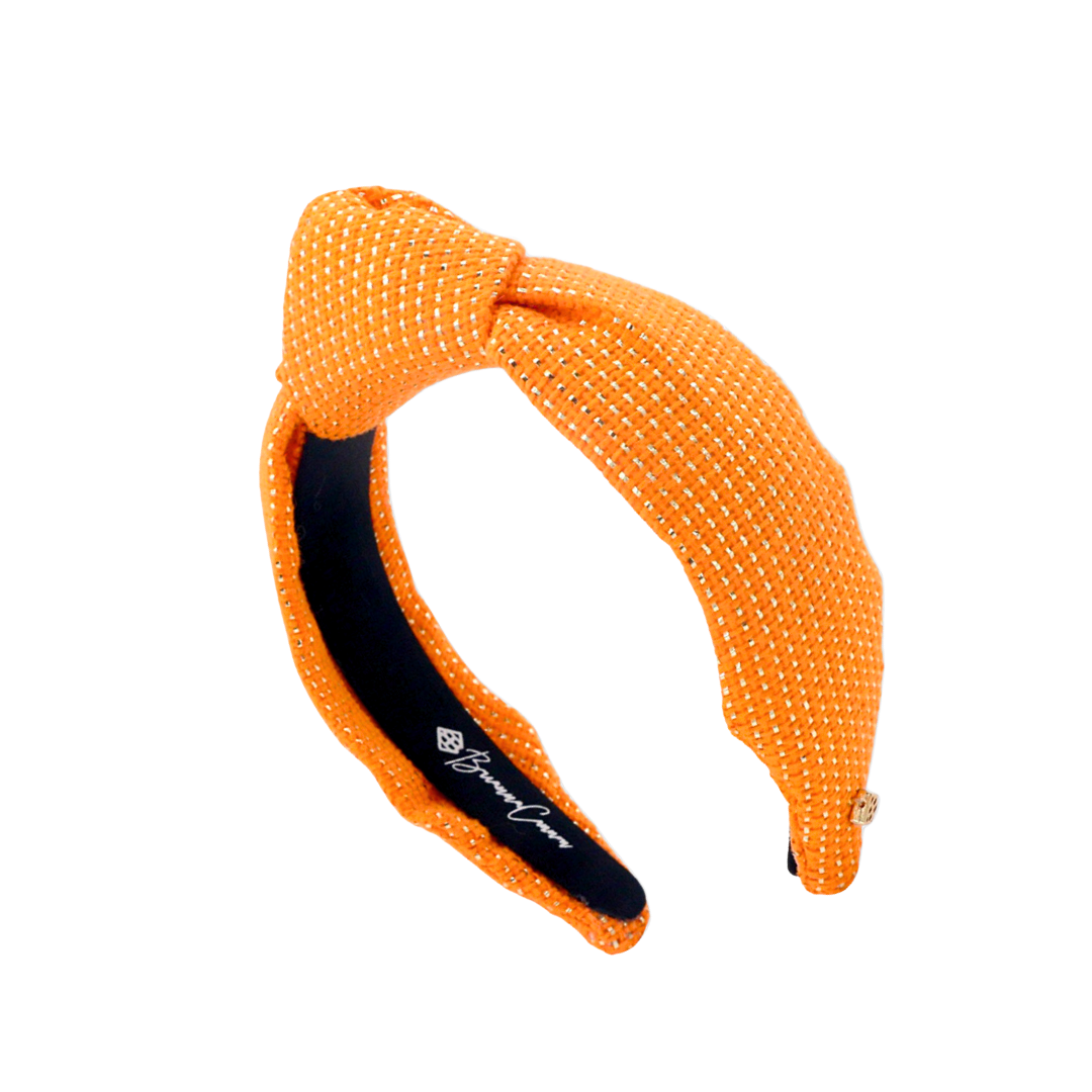 Child Size Solid Tweed and Gold Headband in Orange