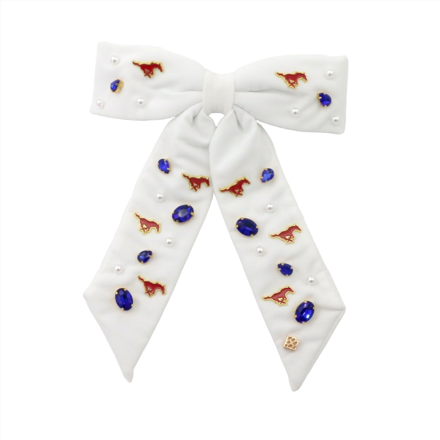 SMU White Bow Barrette