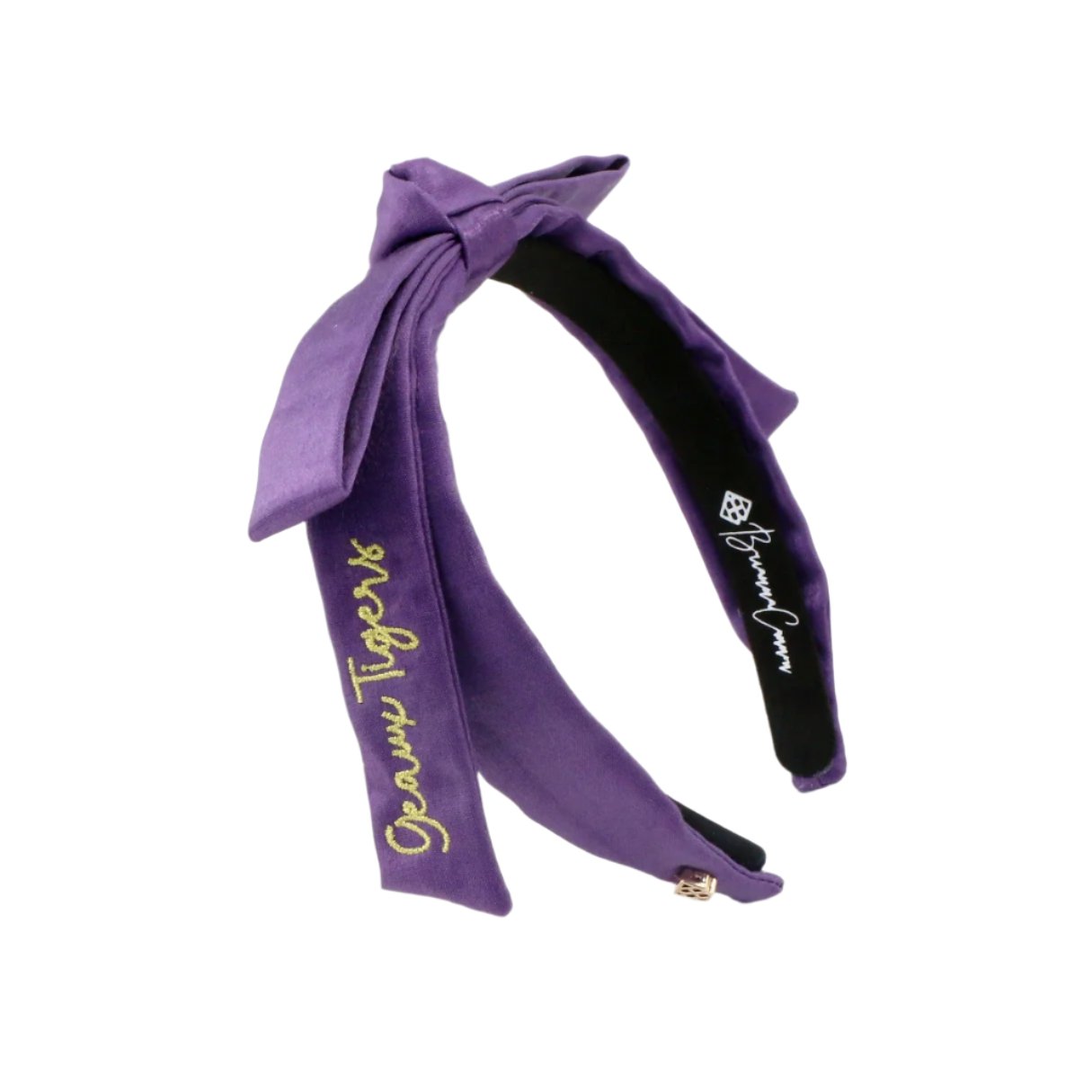 LSU Purple Thin Embroidered Ribbon Bow Headband