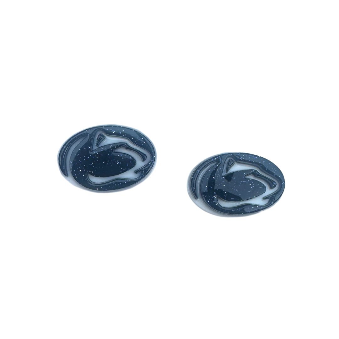 Penn State Navy Glitter Nittany Lion Logo Studs