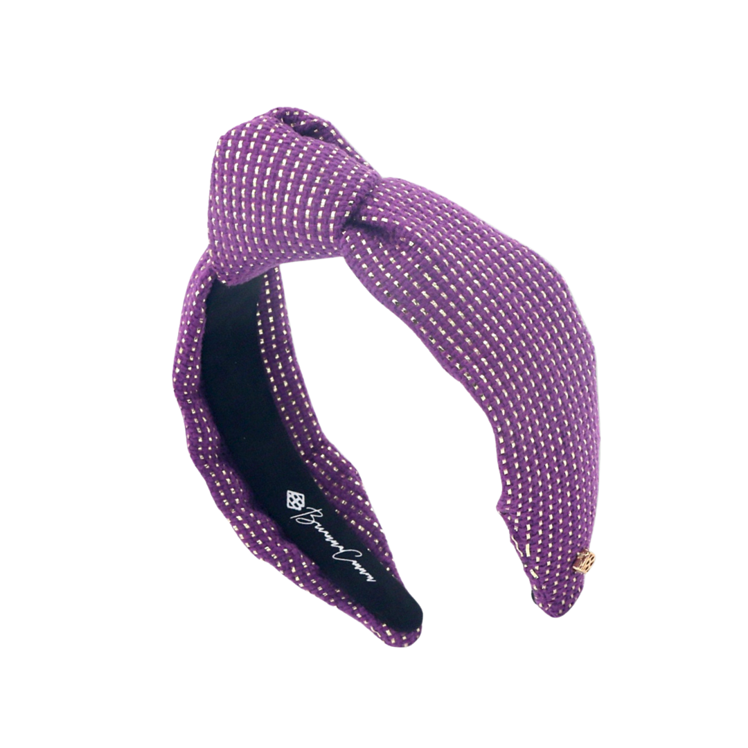 Child Size Solid Tweed and Gold Headband in Purple