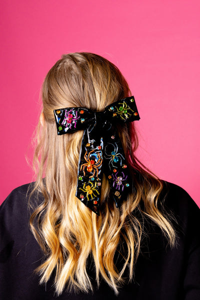 Rainbow Spiders Bow Barrette