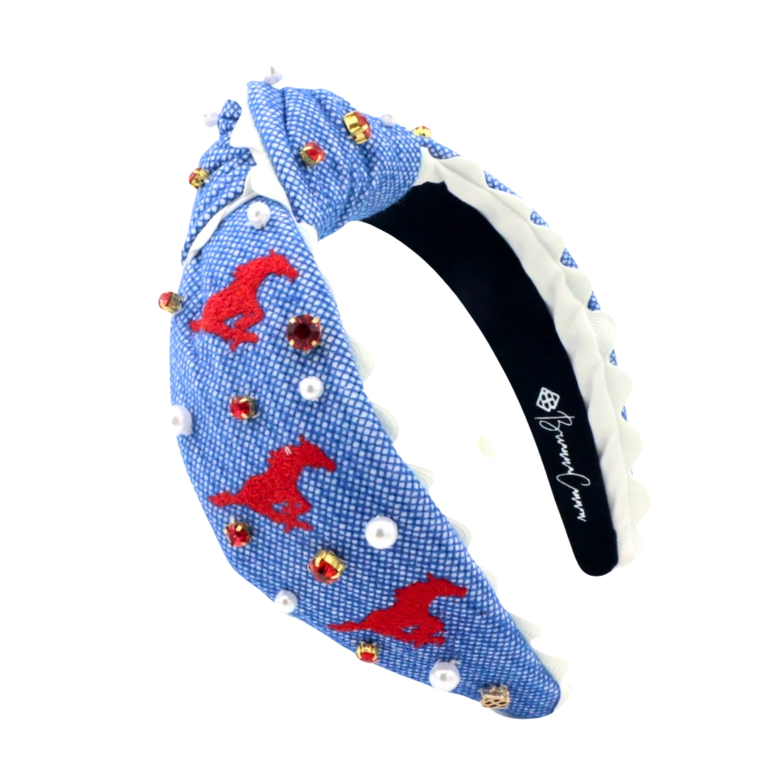 SMU Adult Size Mustang Cross Stitch Headband