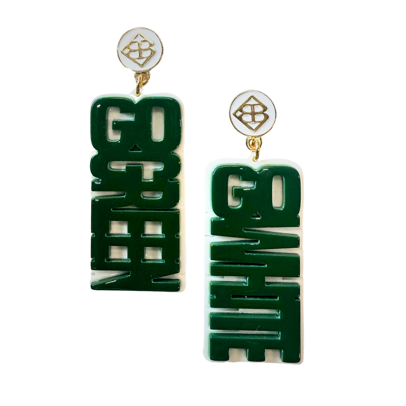 Michigan State Green GO GREEN GO WHITE Earrings