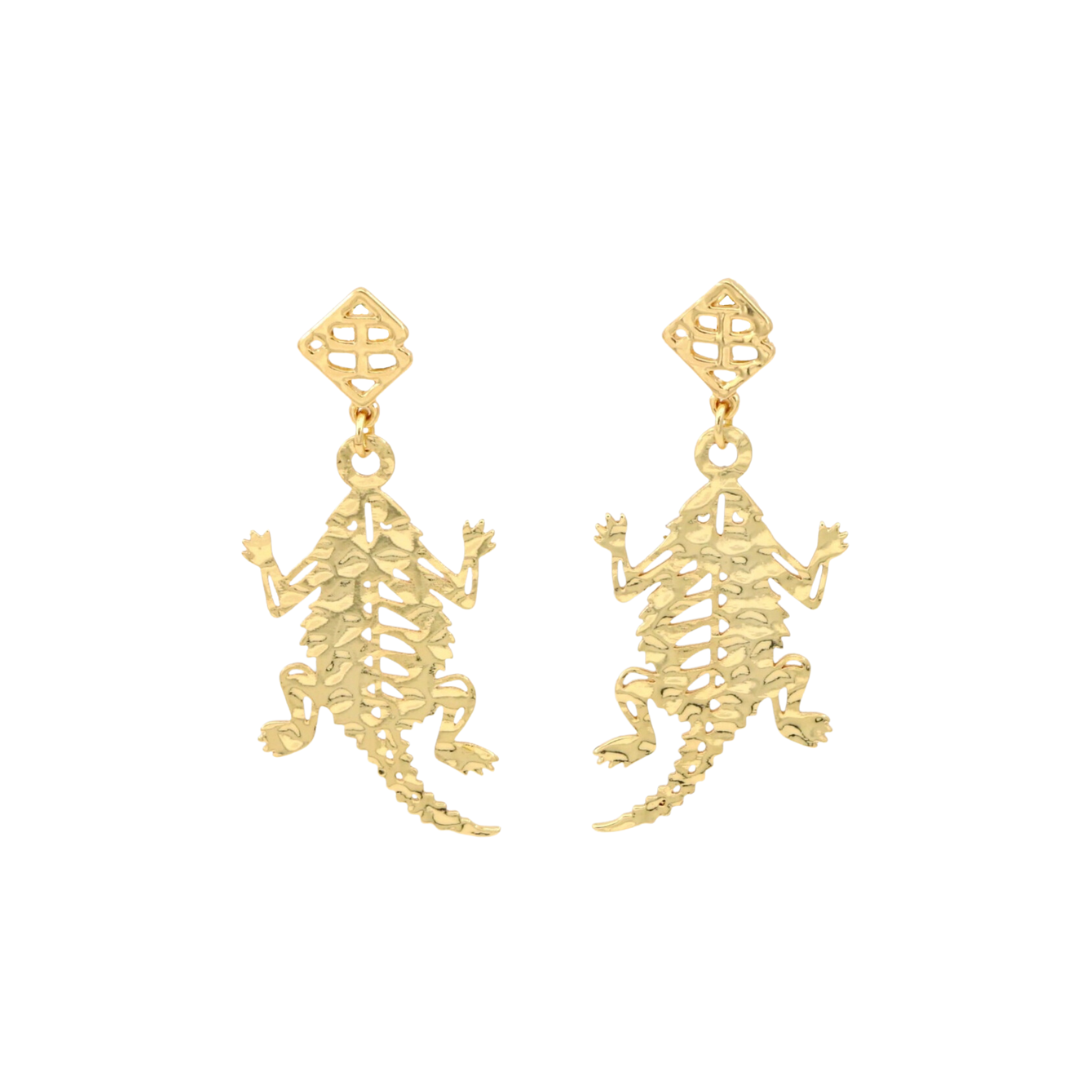 TCU Gold Horned Frog Earring with BC Logo