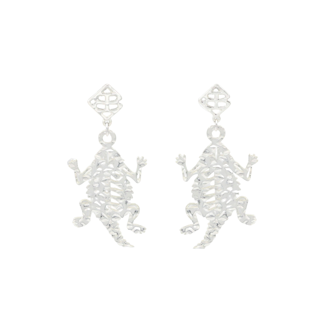 TCU Silver Horned Frog Earring with BC Logo