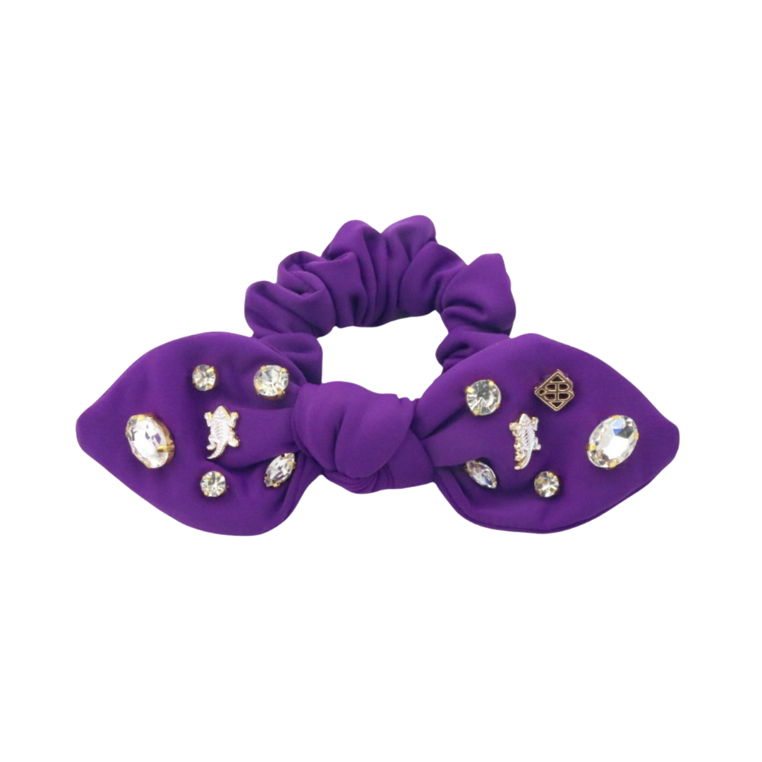 TCU Purple Logo Bow Scrunchie