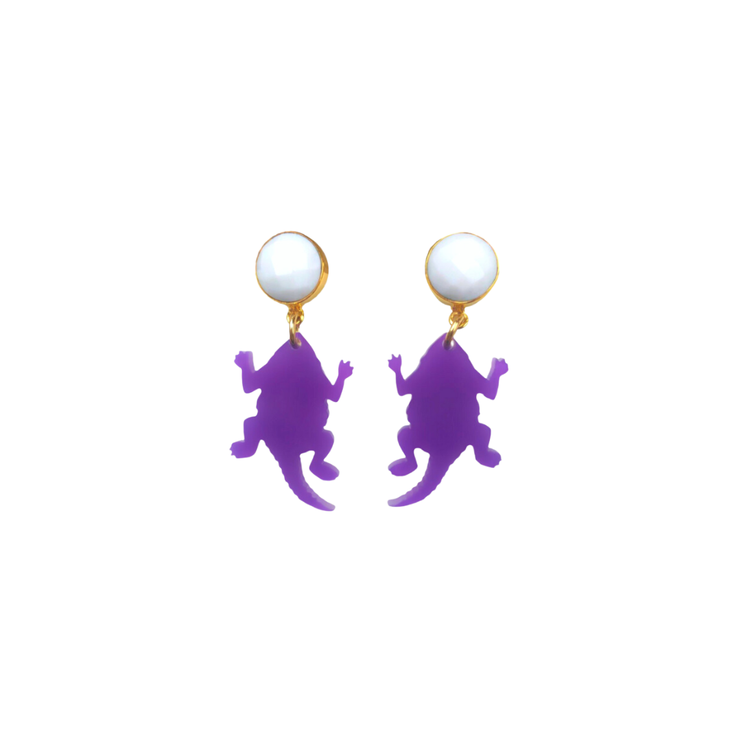 TCU Mini Purple TCU Horned Frog Earrings