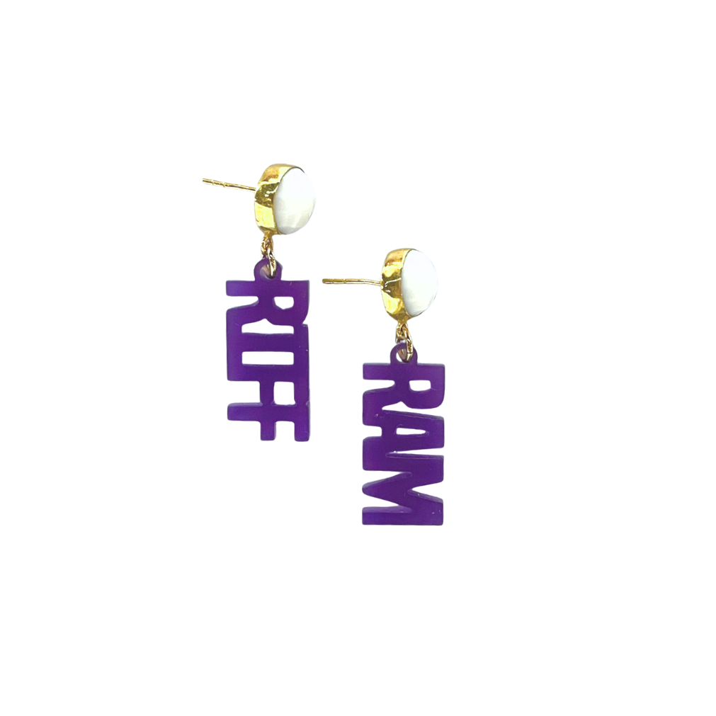 TCU Mini Purple RIFF RAM Earrings