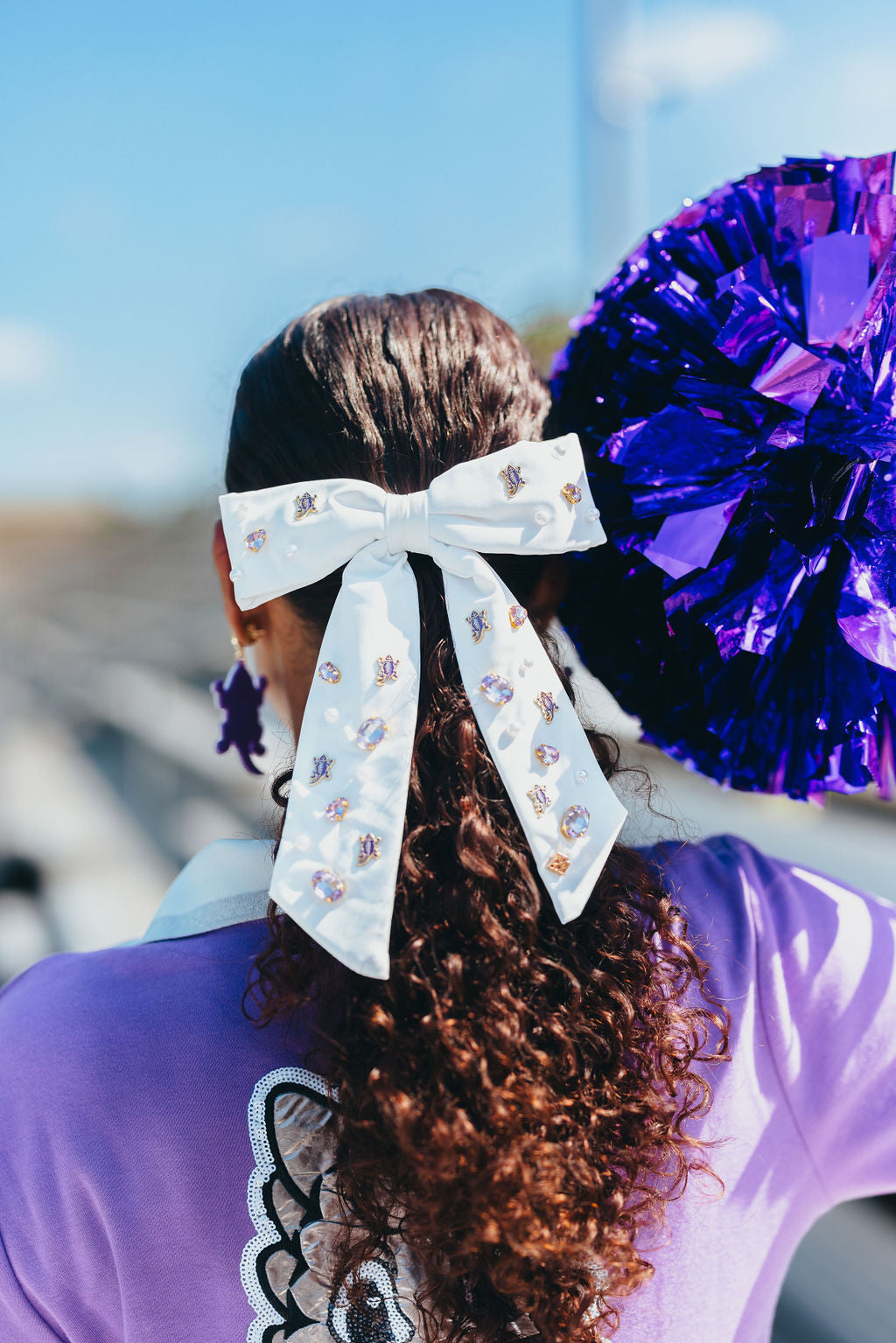 TCU White Bow  Barrette