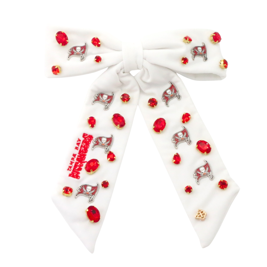 Tampa Bay Buccaneers White Bow Barrette