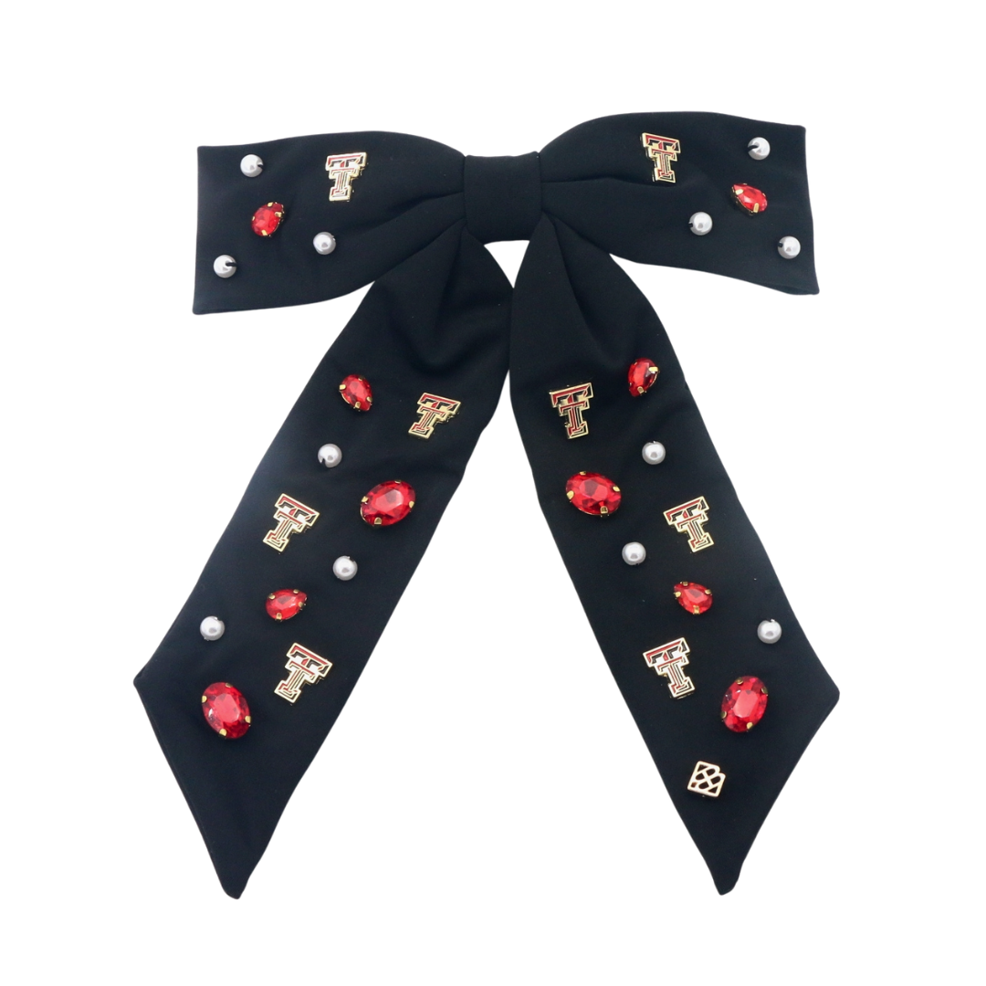 Texas Tech Black Bow Barrette