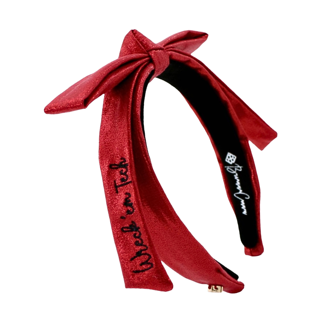 Texas Tech Red Thin Embroidered Ribbon Bow Headband