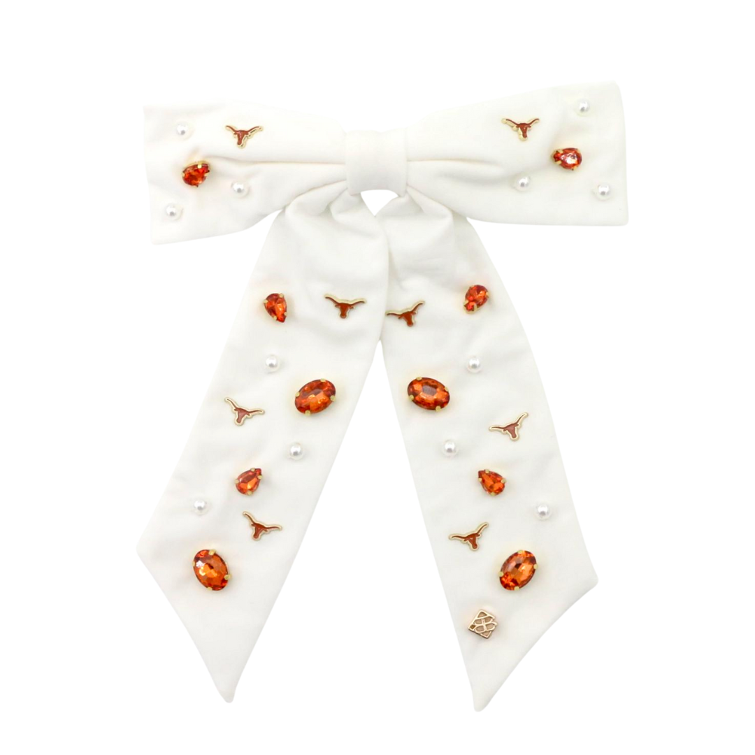 Texas White Bow Barrette