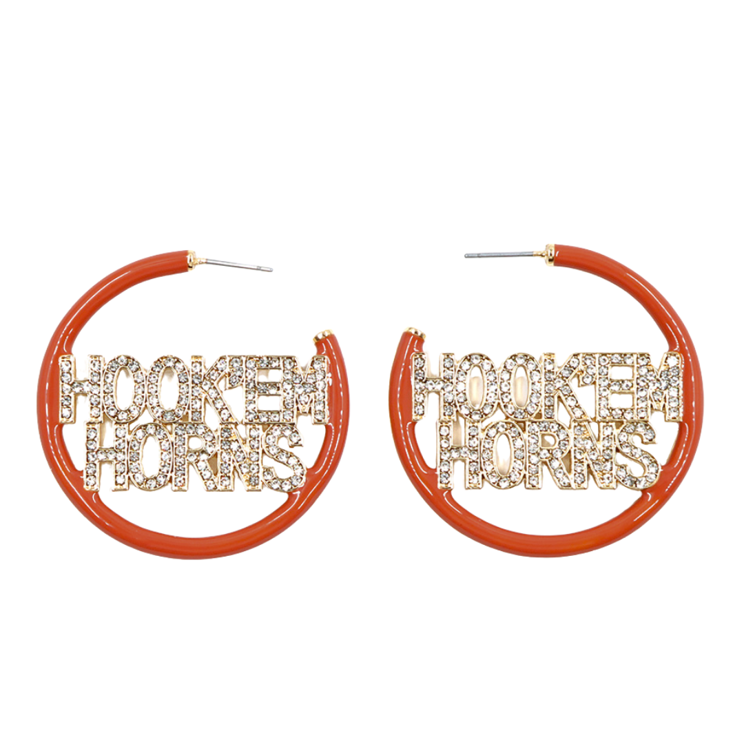 Texas Burnt Orange Pavé Hoop Earrings