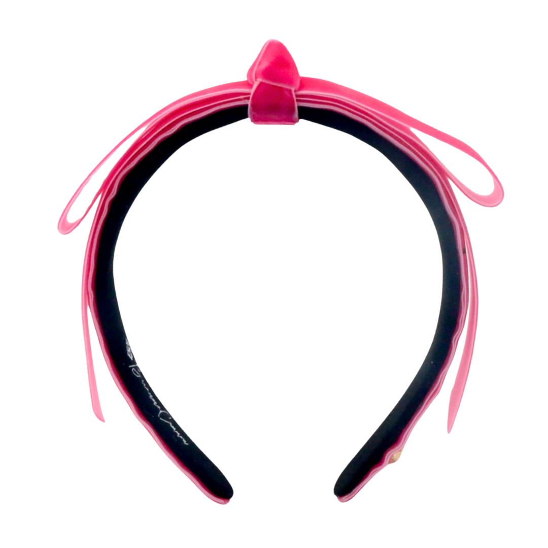 Thin Hot Pink Ribbon Bow Headband