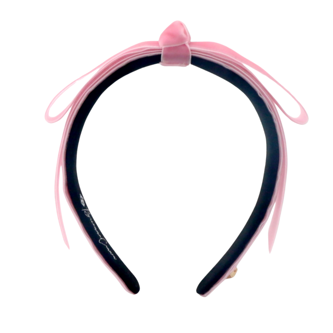 Thin Light Pink Ribbon Bow Headband