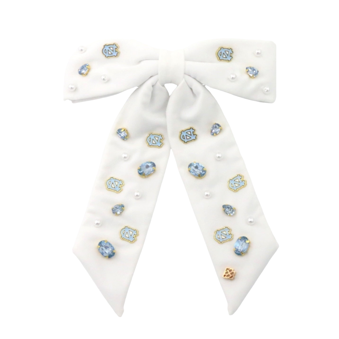 North Carolina White Bow Barrette