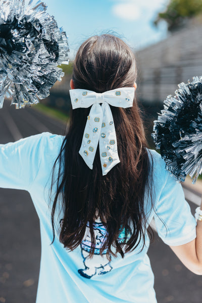 North Carolina White Bow Barrette