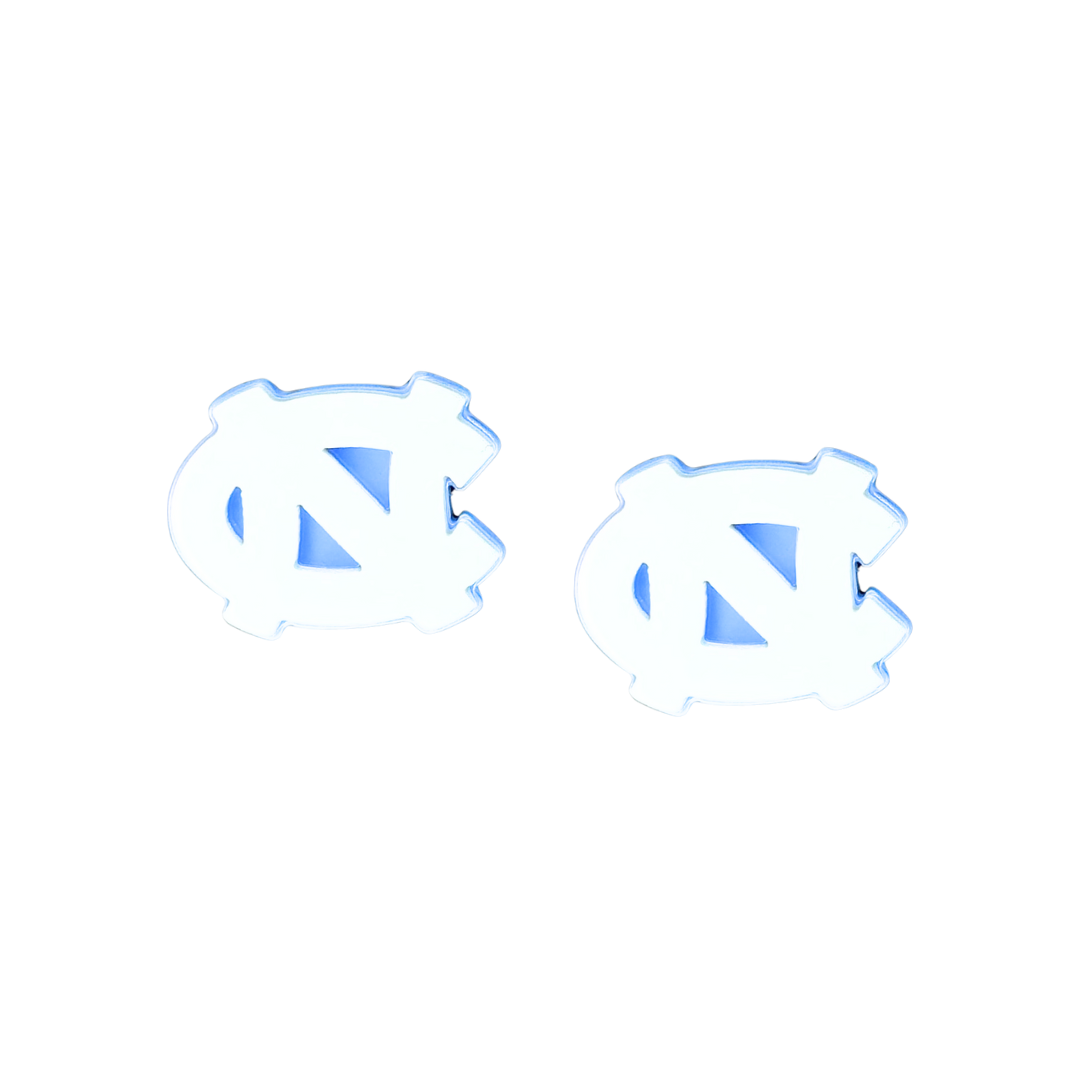 North Carolina White Logo Stud Earrings