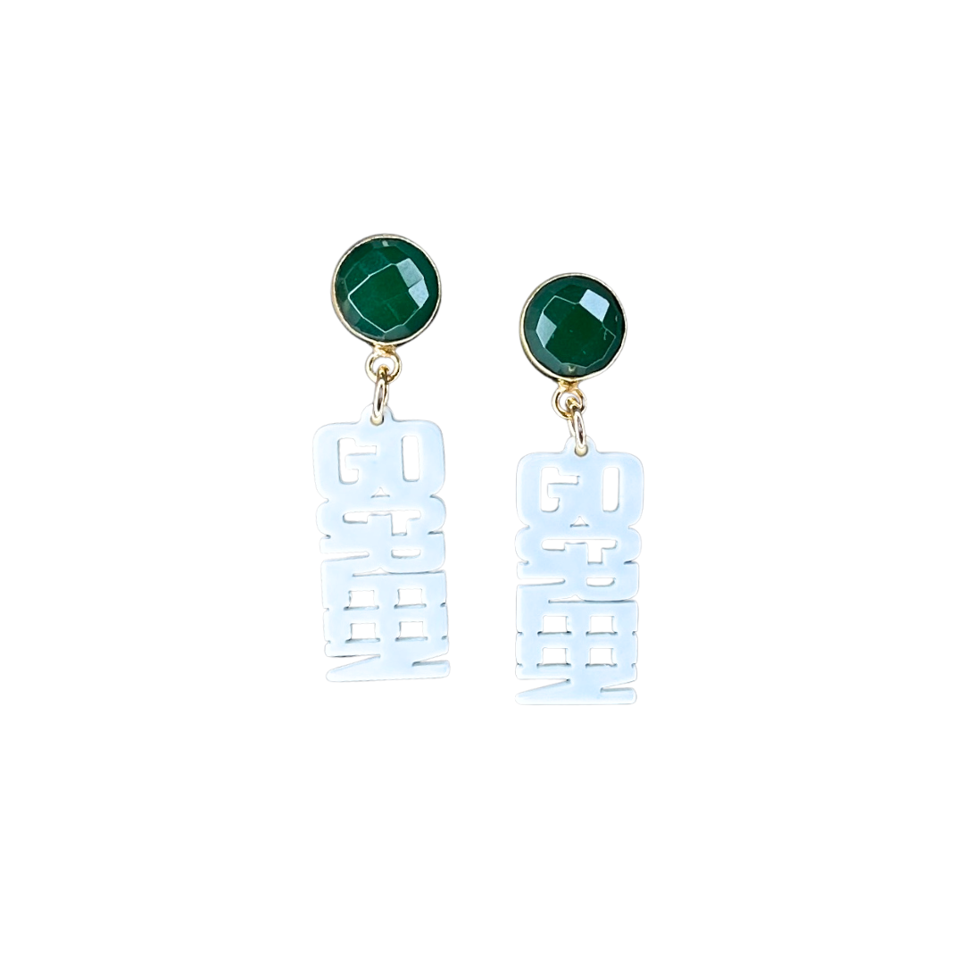 Michigan State Mini White GO GREEN GO WHITE Earrings