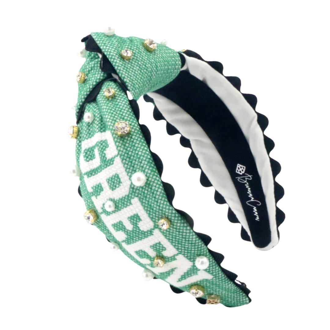 North Texas Adult Size MEAN GREEN Cross Stitch Headband