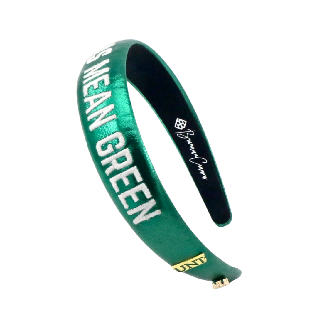 North Texas Green Thin Embroidered Headband